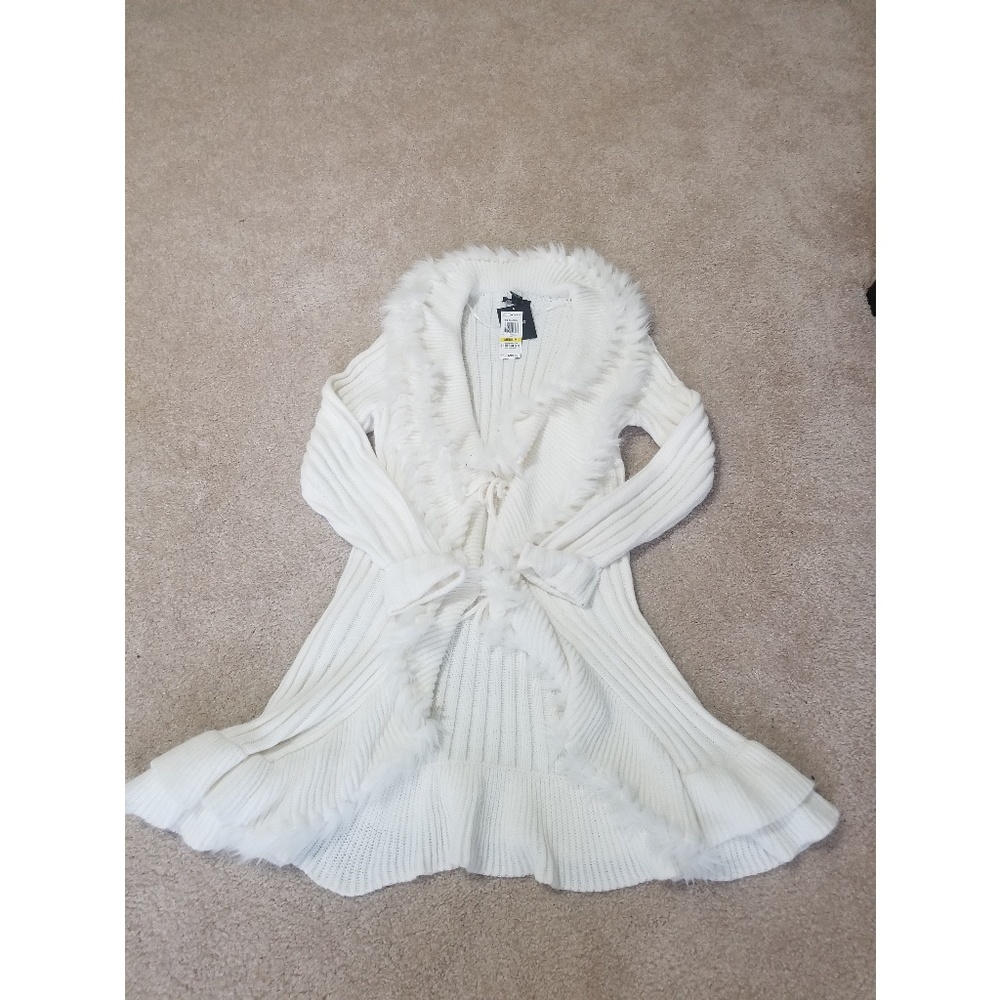 New Ivory White Alfani Cascading Long Sweater